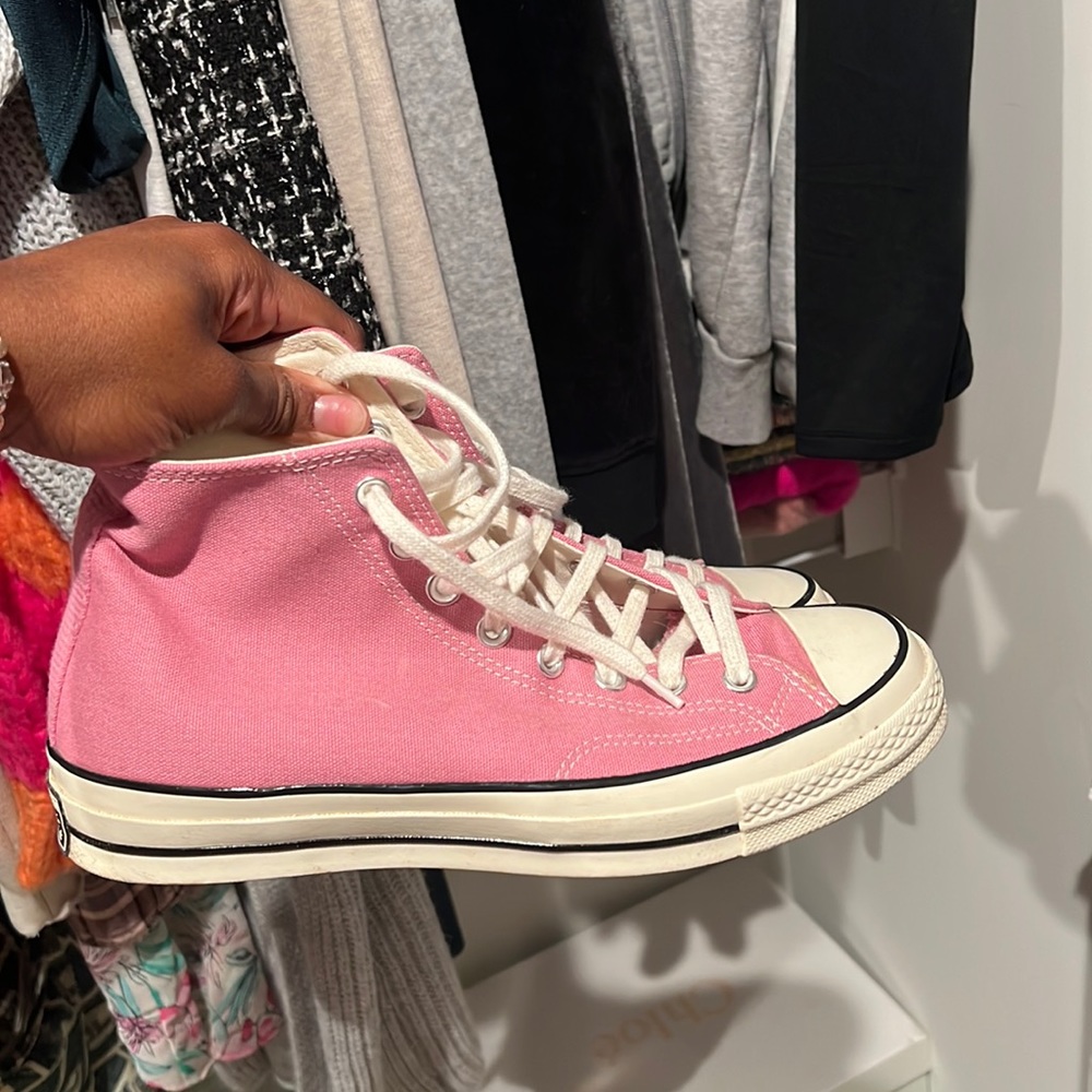 Pink chucks , high top. Men’s 9 / Women’s 11